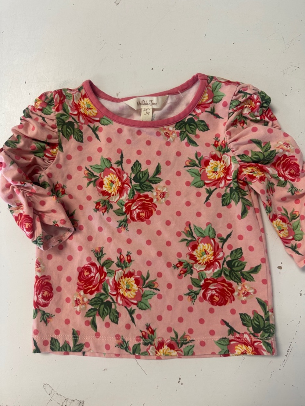 Matilda Jane Brilliant Daydream Think Pink Floral Polka Dot Top 2